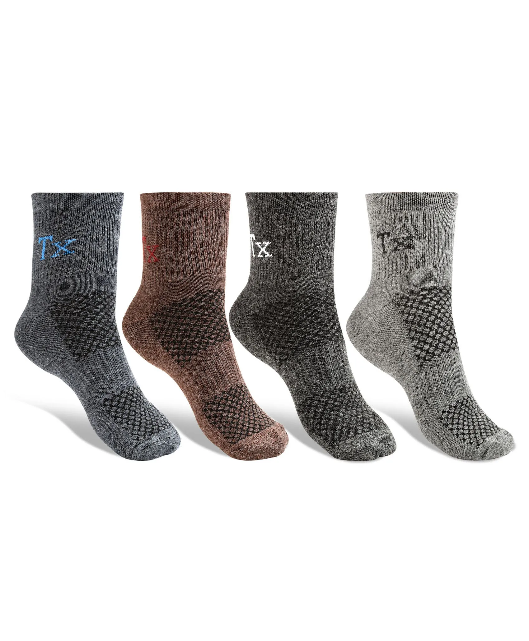 Texlon Men Ankle Length Woolen Terry Thick Towel Socks Pack of 4