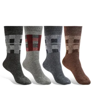 Texlon Men Calf Length Woolen Terry Thick Towel Socks Pack of 4