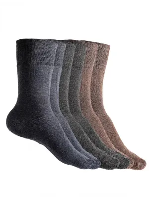 Texlon Men's Woolen Calf Length Solid Thick Terry Winter Wear Socks (Multicolor, Free Size) - Pack of 3 Pairs