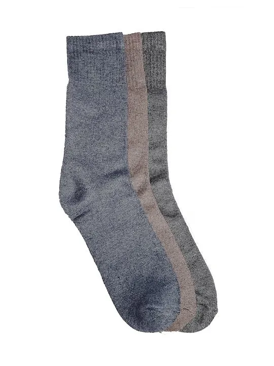 Texlon Men's Woolen Calf Length Solid Thick Terry Winter Wear Socks (Multicolor, Free Size) - Pack of 3 Pairs