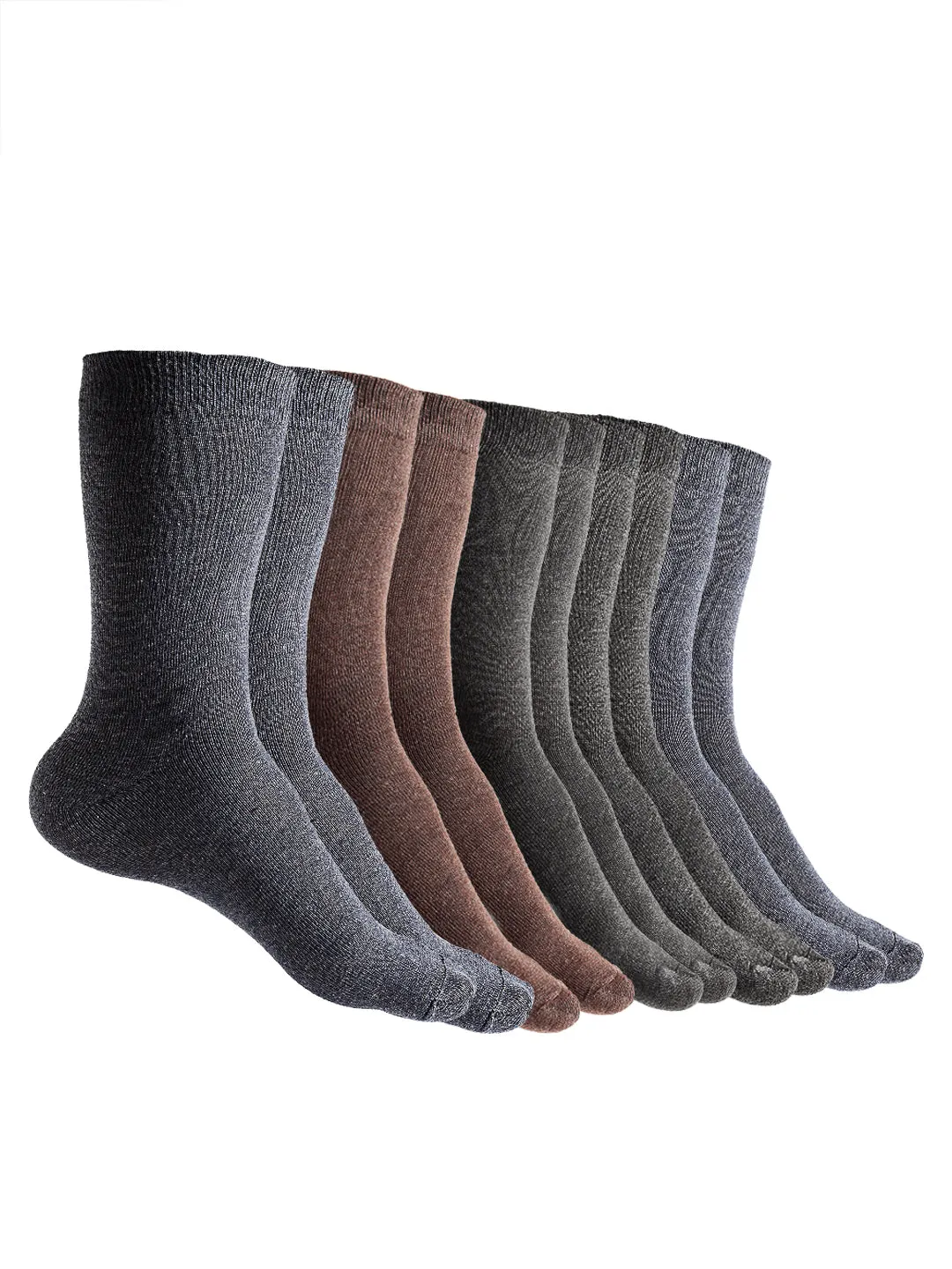 Texlon Men's Woolen Calf Length Solid Thick Winter Wear Socks (Multicolor, Free Size) - Pack of 5 Pairs