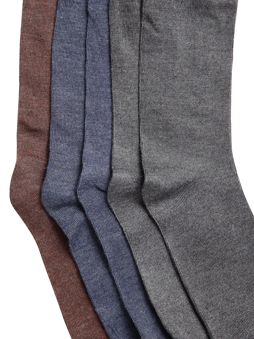 Texlon Men's Woolen Calf Length Solid Thick Winter Wear Socks (Multicolor, Free Size) - Pack of 5 Pairs