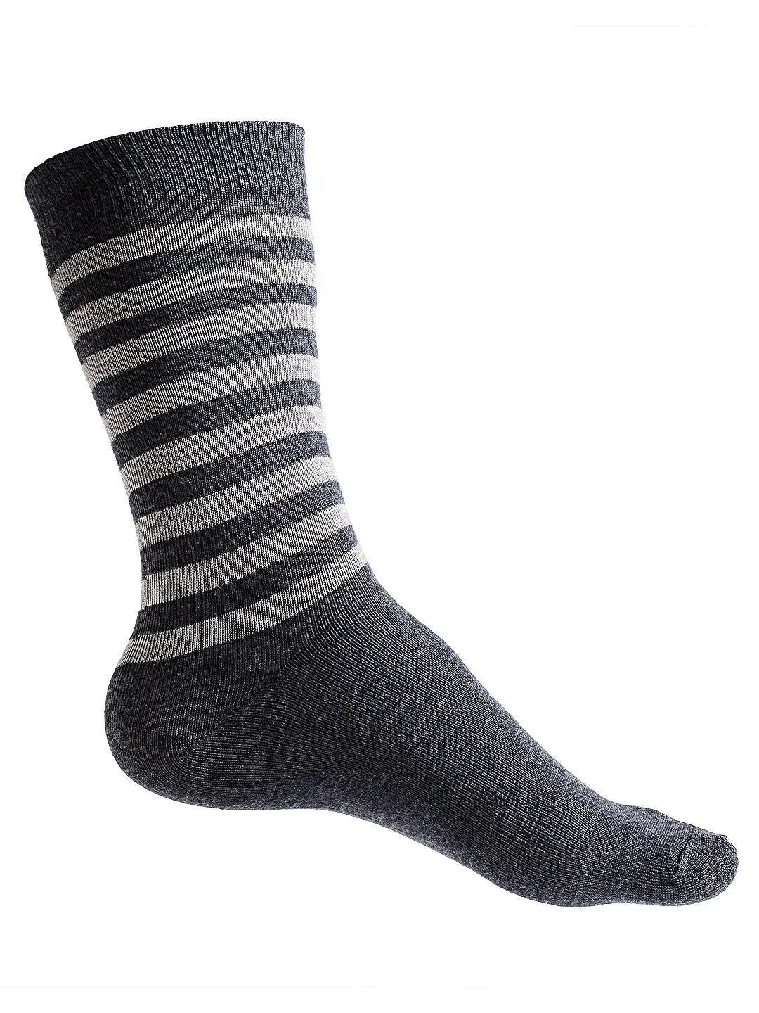 Texlon Men's Woolen Calf Length Striped Thick Winter Wear Socks (Multicolor, Free Size) - Pack of 5 Pairs