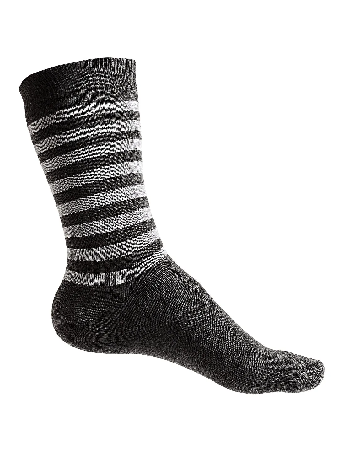 Texlon Men's Woolen Calf Length Striped Thick Winter Wear Socks (Multicolor, Free Size) - Pack of 5 Pairs