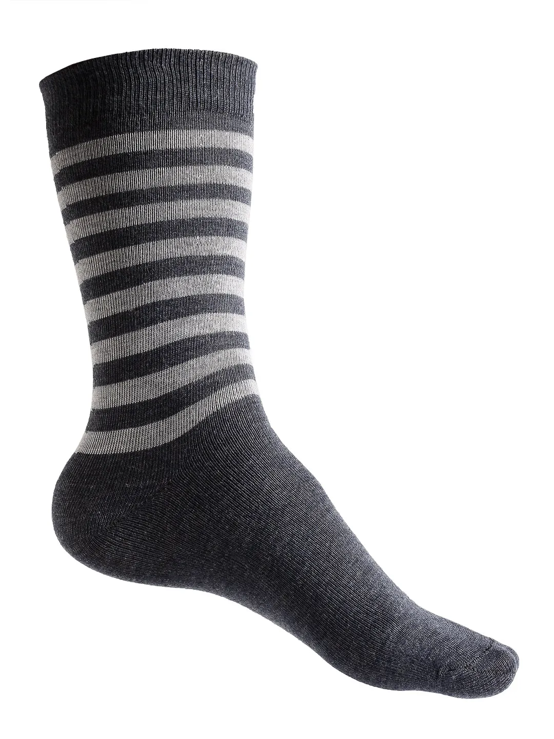 Texlon Men's Woolen Calf Length Striped Thick Winter Wear Socks (Multicolor, Free Size) - Pack of 5 Pairs