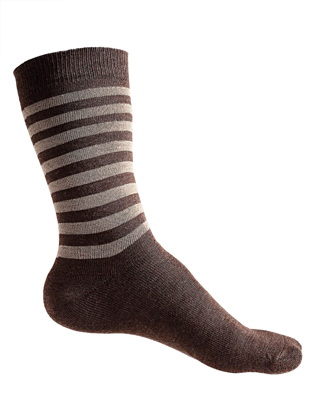 Texlon Men's Woolen Calf Length Striped Thick Winter Wear Socks (Multicolor, Free Size) - Pack of 5 Pairs