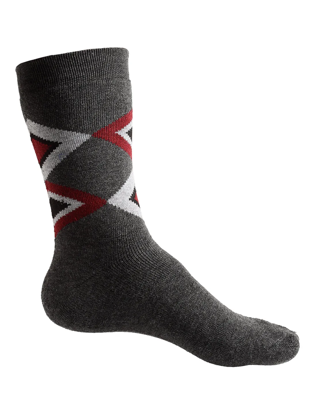 Texlon Men's Woolen Calf Length Towel Thick Warm Socks (Multicolour, Free Size) - Set of 3 Pairs