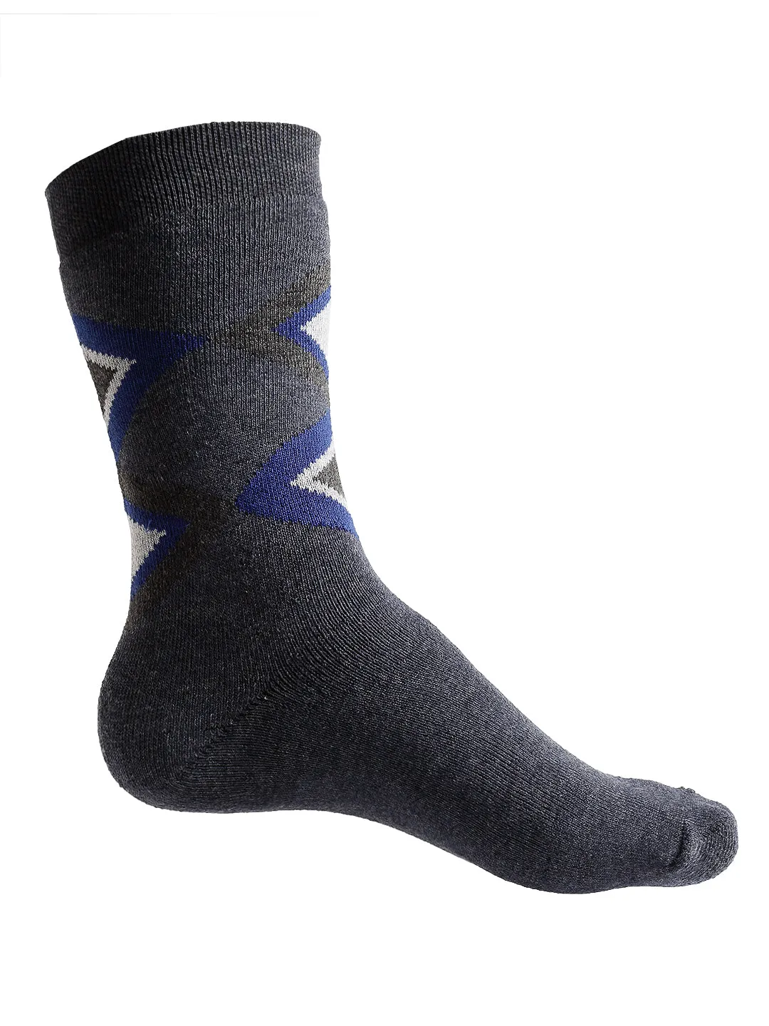 Texlon Men's Woolen Calf Length Towel Thick Warm Socks (Multicolour, Free Size) - Set of 3 Pairs