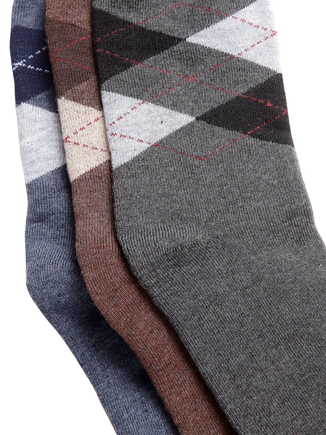 Texlon Men's Woolen Thick Towel Formal Winter Socks (Pack of 3 Pairs)(Free Size, Multicolored)