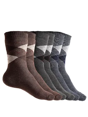 Texlon Men's Woolen Thick Towel Formal Winter Socks (Pack of 3 Pairs)(Free Size, Multicolored)