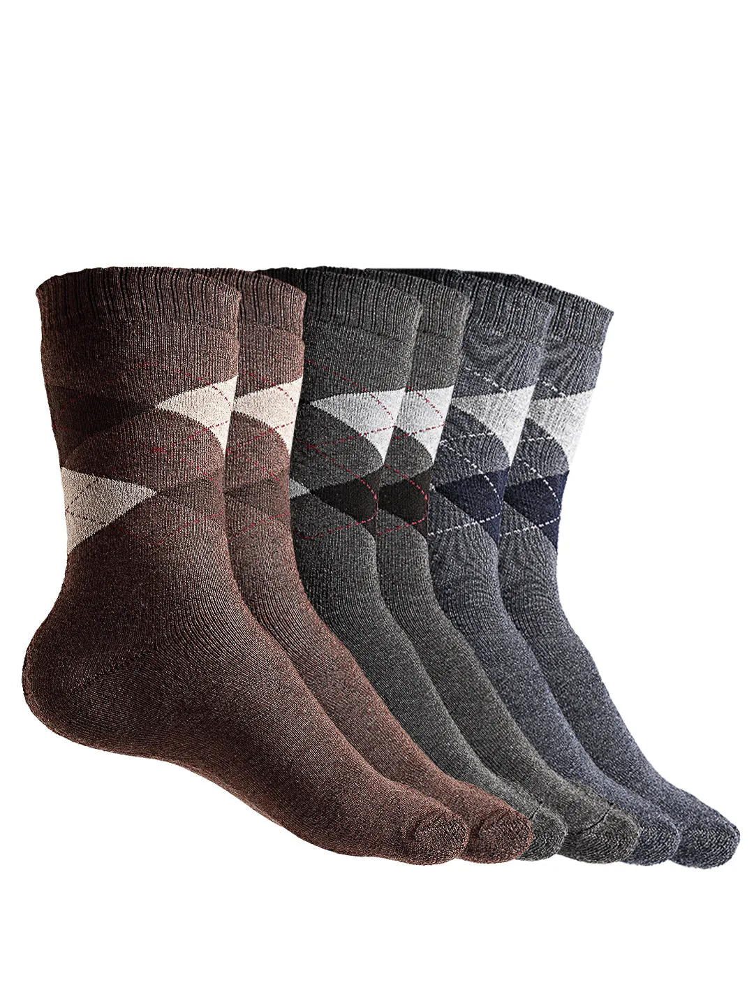 Texlon Men's Woolen Thick Towel Formal Winter Socks (Pack of 3 Pairs)(Free Size, Multicolored)