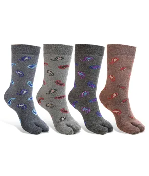 Texlon Women Calf Length Thumb Woolen Terry Thick Towel Socks Pack of 4