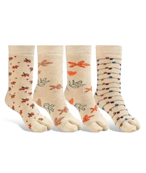 Texlon Women Calf Length Thumb Woolen Terry Thick Towel Spandex Winter Wear Socks Pack of 4