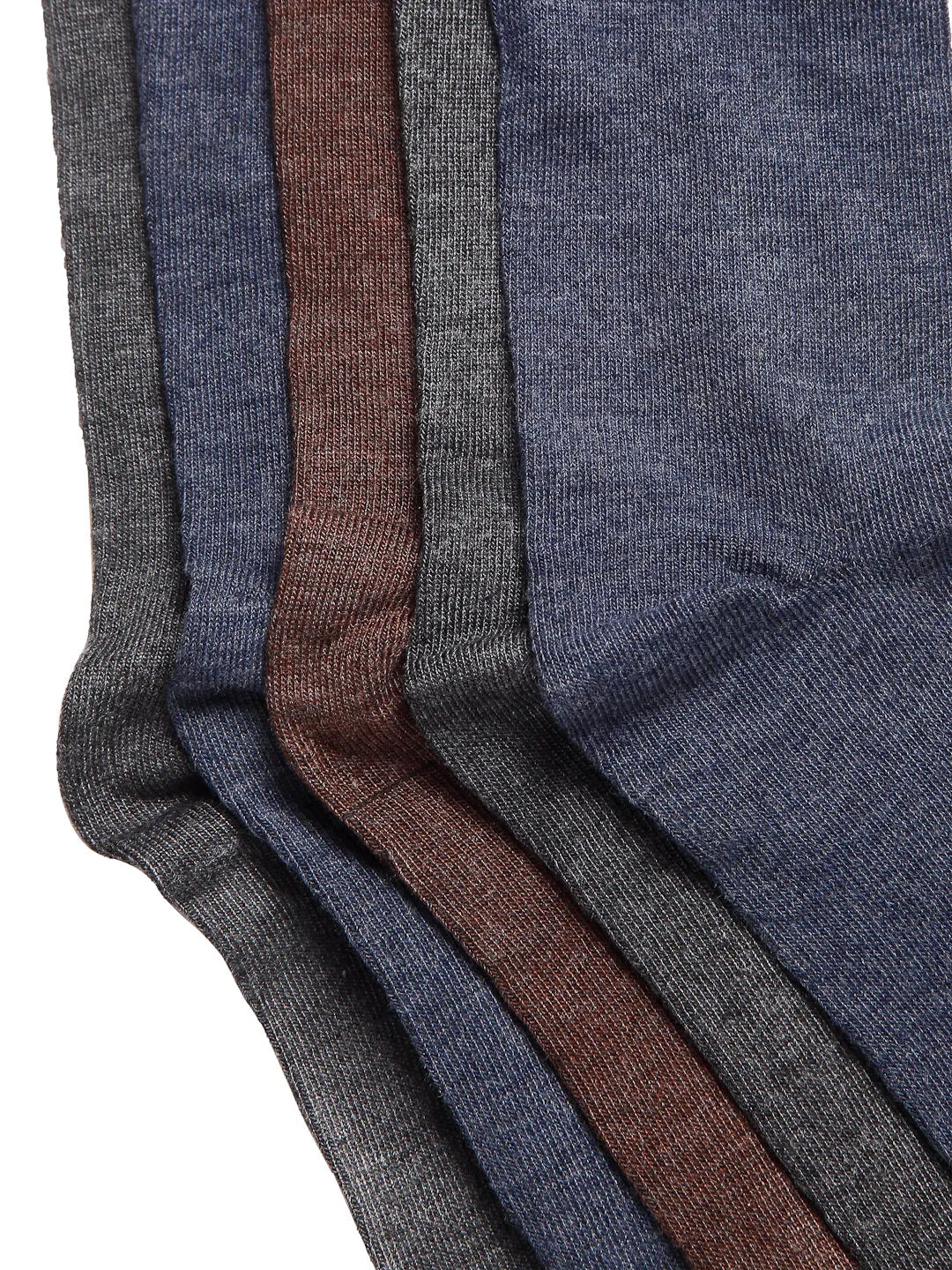 Texlon Women's Woolen Calf Length Thumb Socks(Pack of 5 Pairs)(Multicolored, Free size)