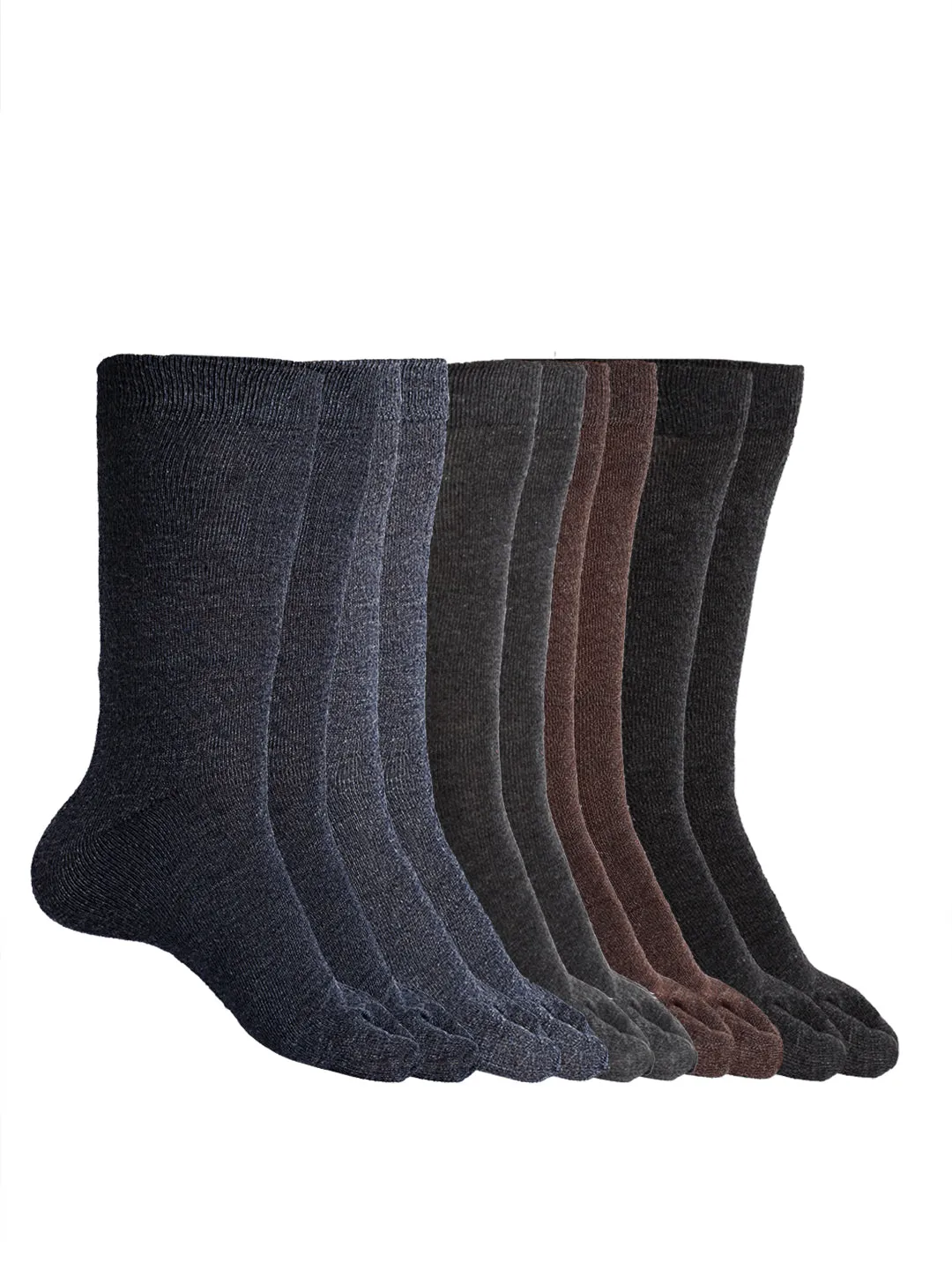 Texlon Women's Woolen Calf Length Thumb Socks(Pack of 5 Pairs)(Multicolored, Free size)