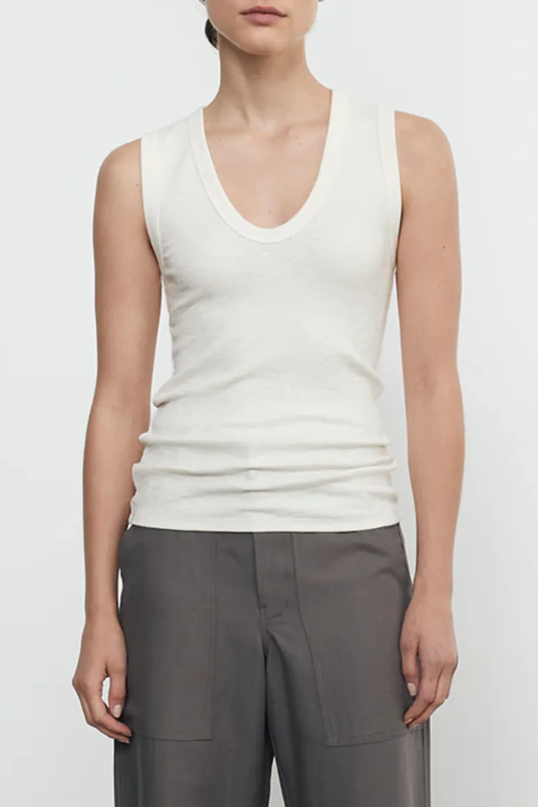 Textured Knit Sleeveless U | Vanilla