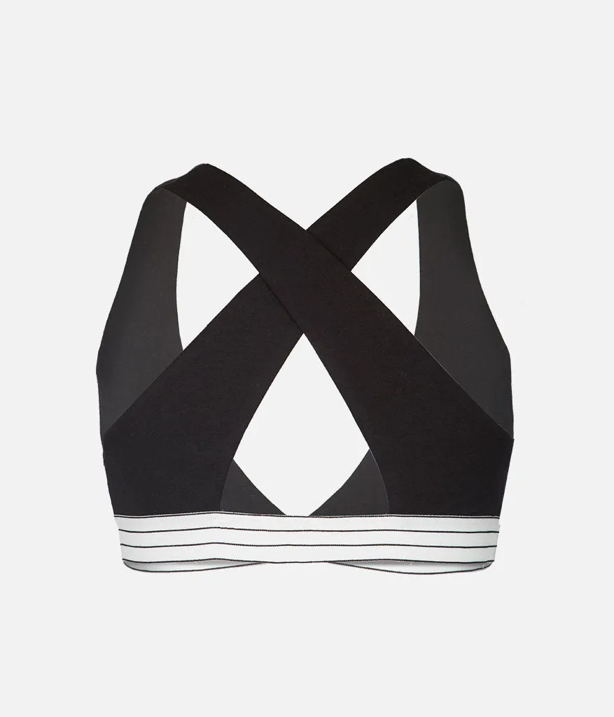 The Cross Back Bralette: Jet Black
