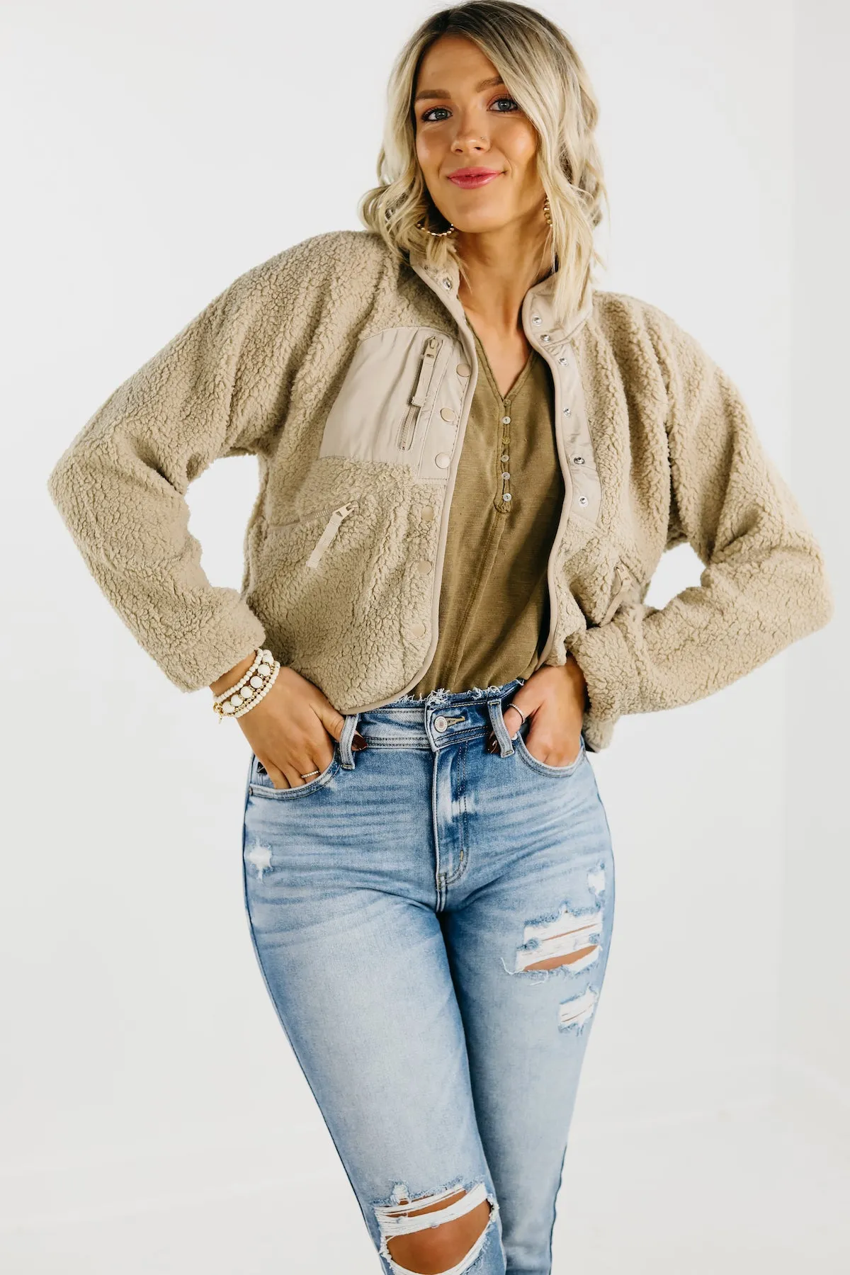 The Rikki High Neck Sherpa Jacket