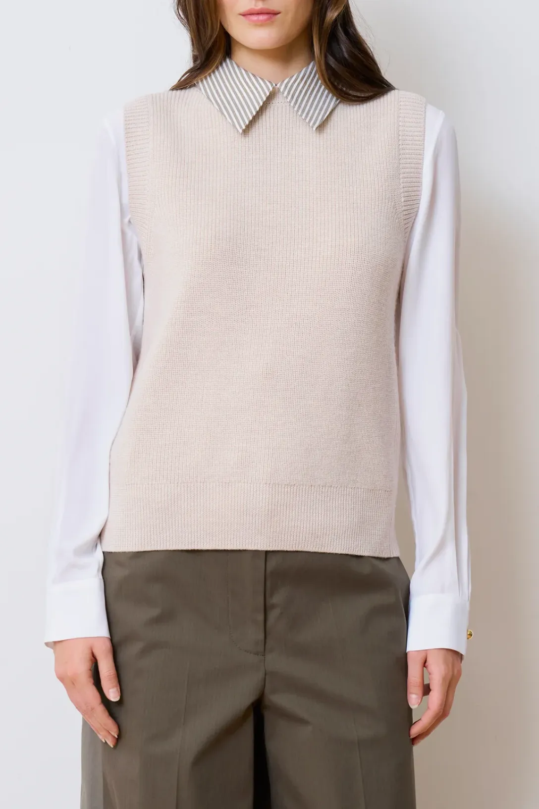 The School Vest | Beige Multi