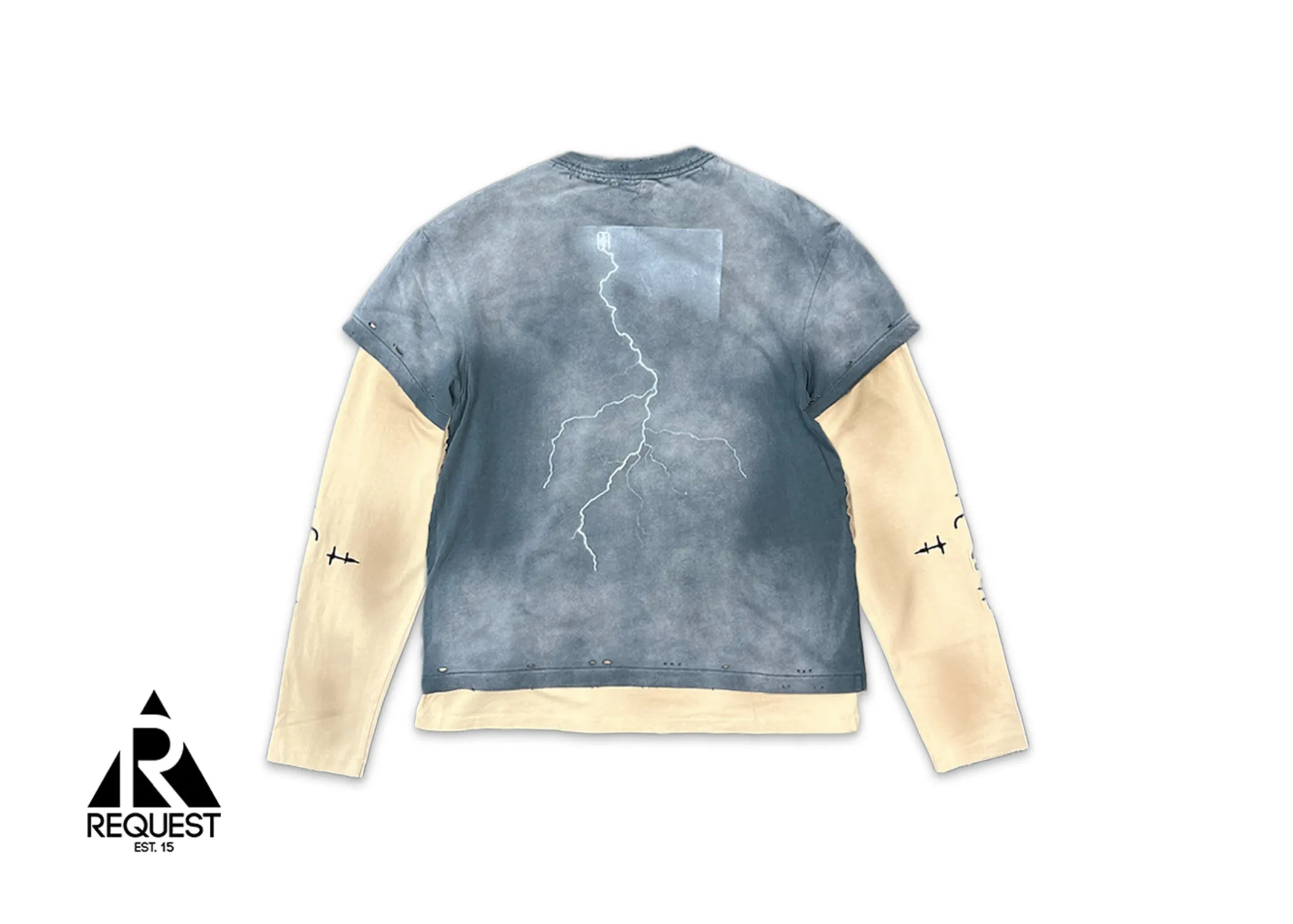 Three-Piece Distressed & Stained Long-Sleeve Tee "Brown/Grey"