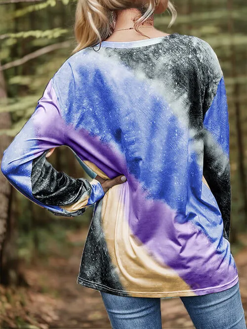 Tie Dye Round Neck Long Sleeve T-Shirt (2 Colors)