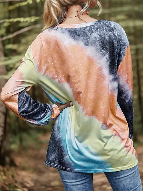 Tie Dye Round Neck Long Sleeve T-Shirt (2 Colors)