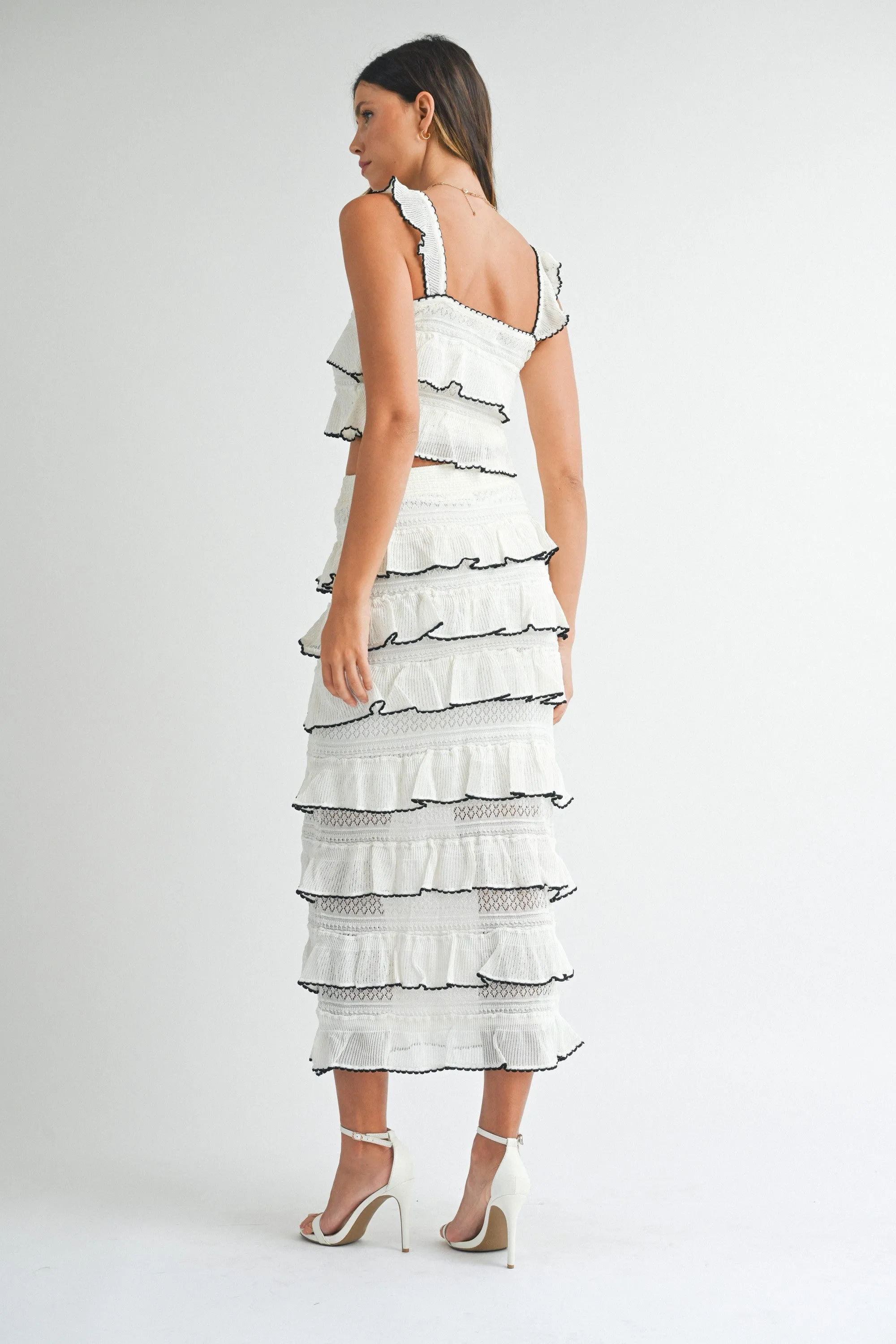 TIERED RUFFLED KNIT TOP & SKIRT SET