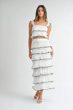 TIERED RUFFLED KNIT TOP & SKIRT SET