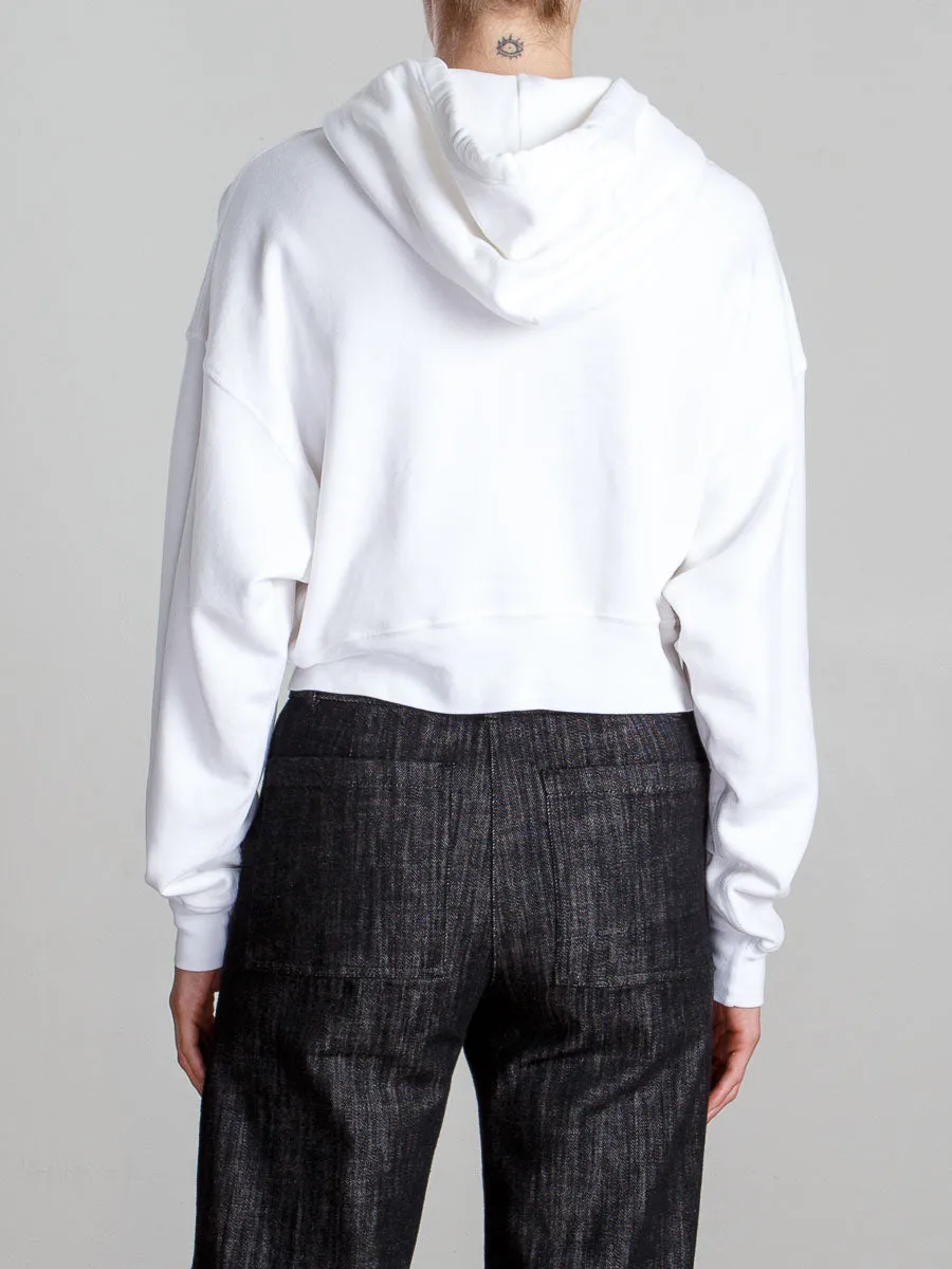 Tiffany Cropped Zip Hoodie in French Terry - Ivory
