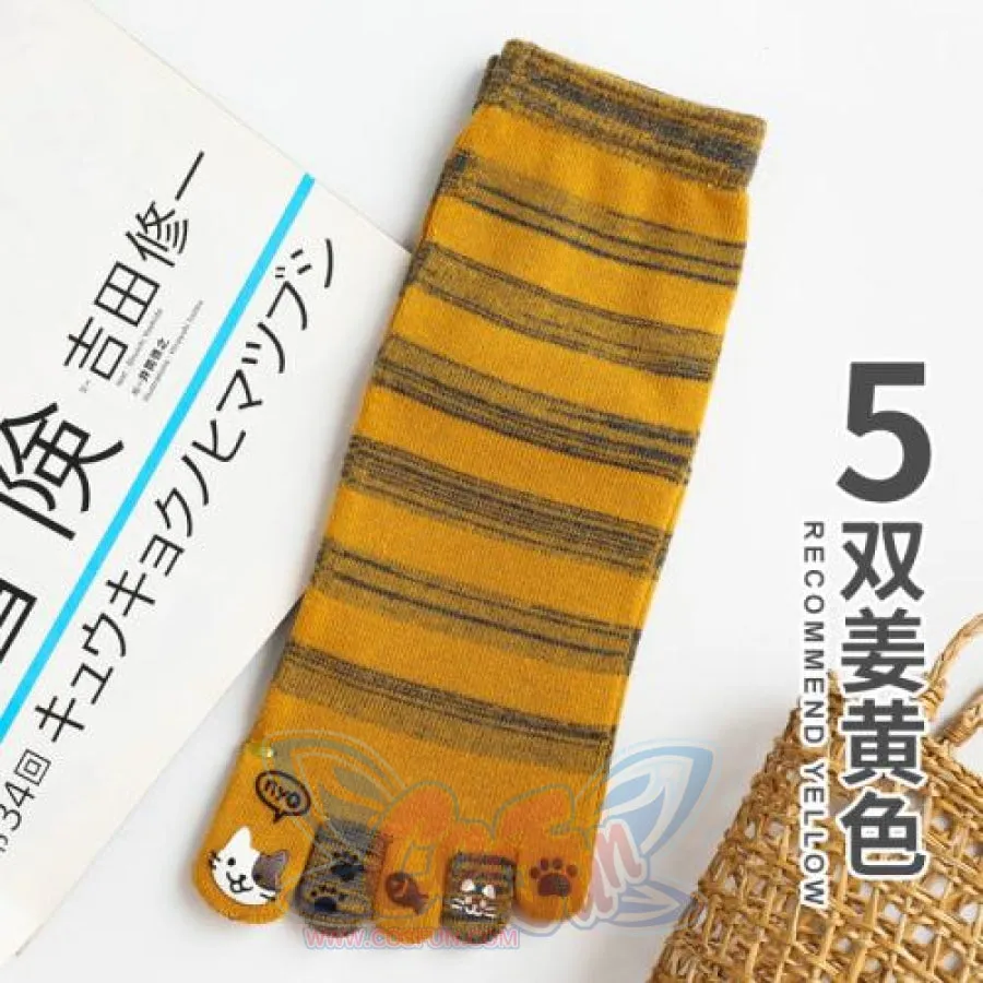Toe Socks Girl Socks Cotton Socks Cartoon Cat Paw Cute Kawaii