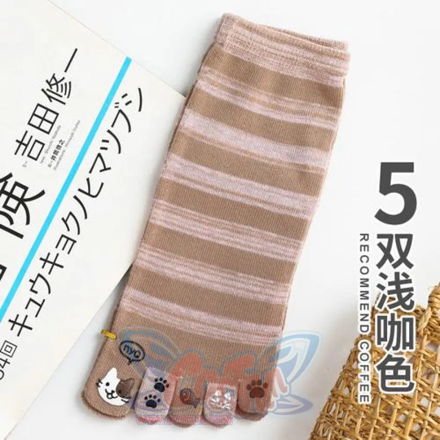 Toe Socks Girl Socks Cotton Socks Cartoon Cat Paw Cute Kawaii
