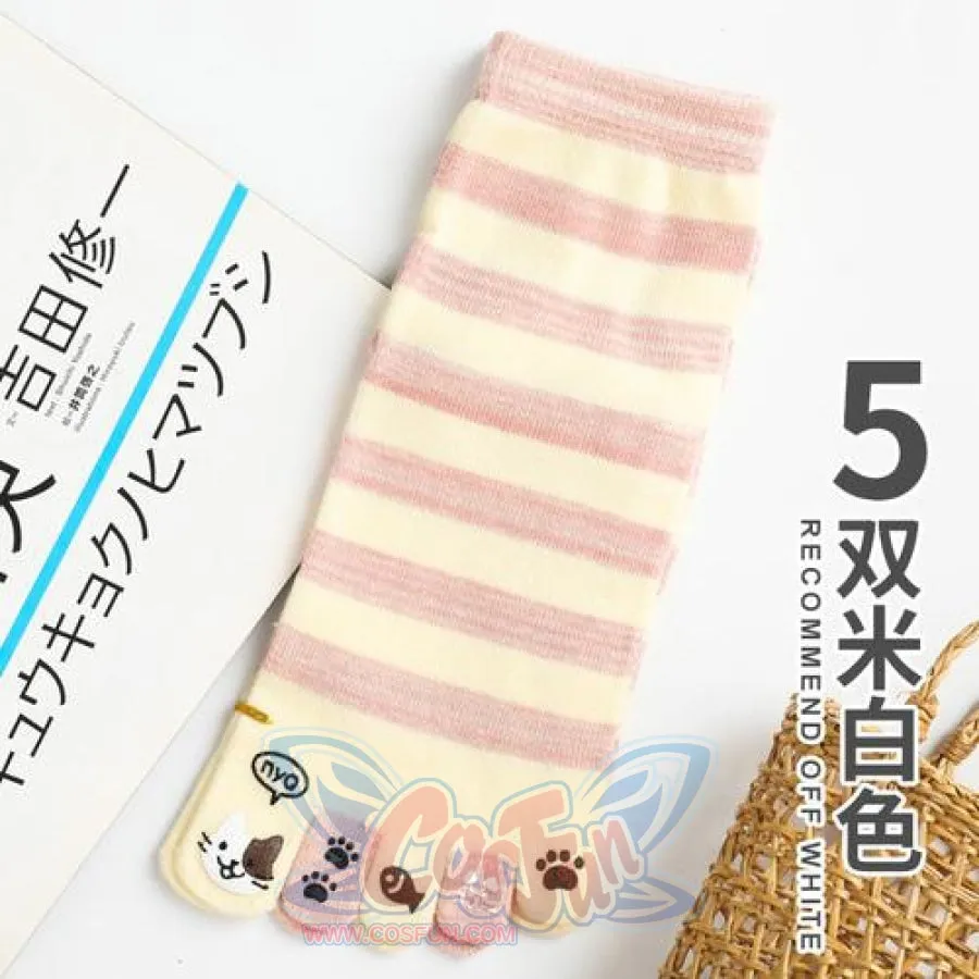 Toe Socks Girl Socks Cotton Socks Cartoon Cat Paw Cute Kawaii