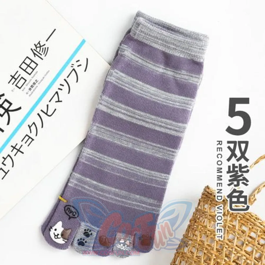 Toe Socks Girl Socks Cotton Socks Cartoon Cat Paw Cute Kawaii