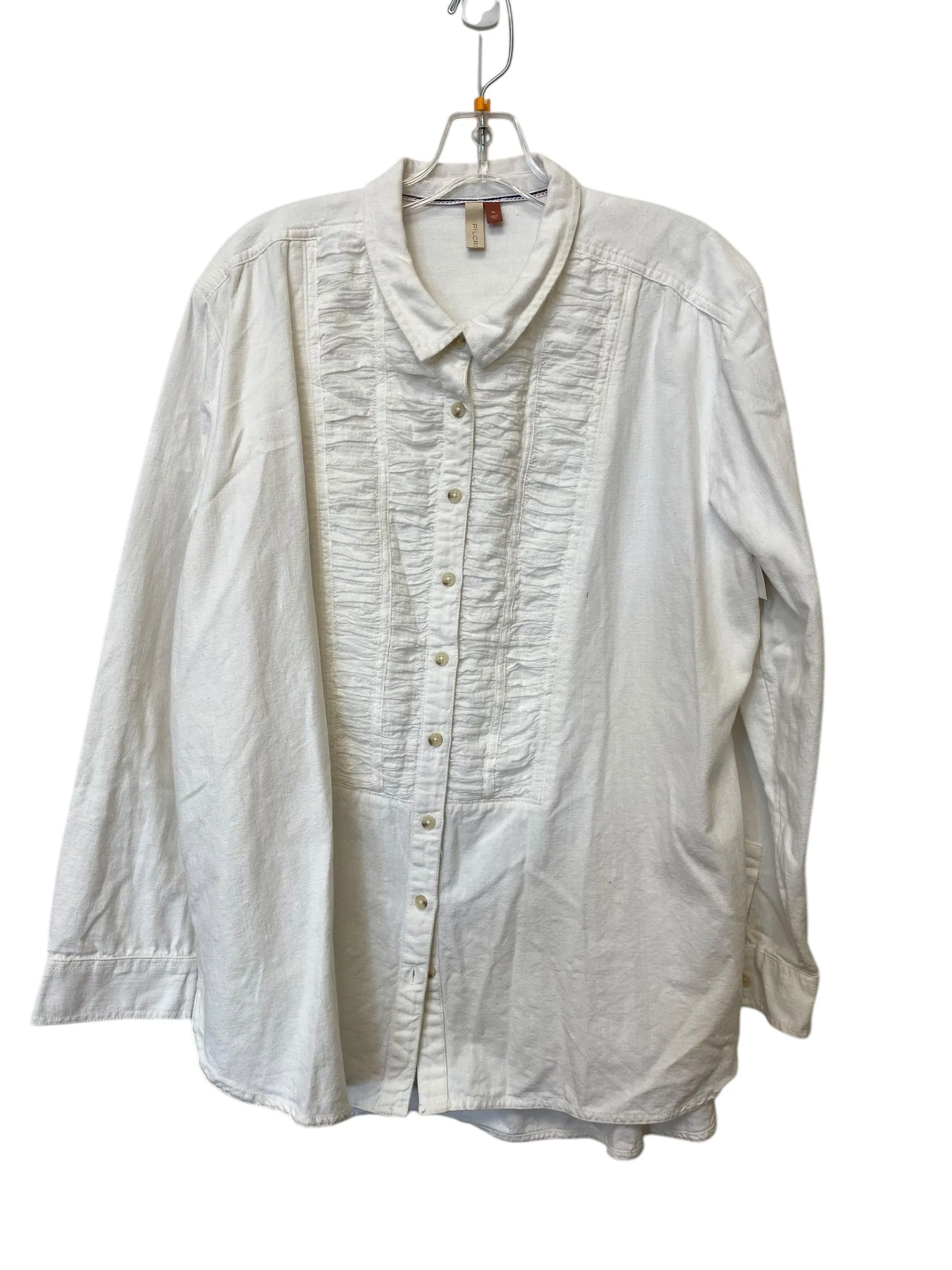 Top Long Sleeve By Pilcro In White Denim, Size: Xl