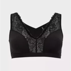 Torrid Black Microfiber &amp; Lace Wireless Sleep Bralette 3X NWT 12385229 12385234