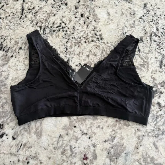 Torrid Black Microfiber &amp; Lace Wireless Sleep Bralette 3X NWT 12385229 12385234