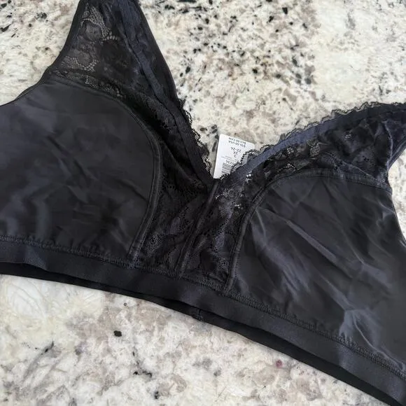 Torrid Black Microfiber &amp; Lace Wireless Sleep Bralette 3X NWT 12385229 12385234