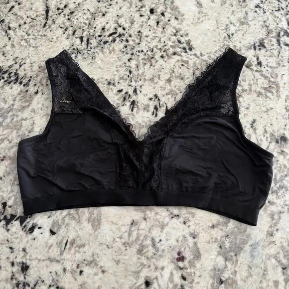 Torrid Black Microfiber &amp; Lace Wireless Sleep Bralette 3X NWT 12385229 12385234