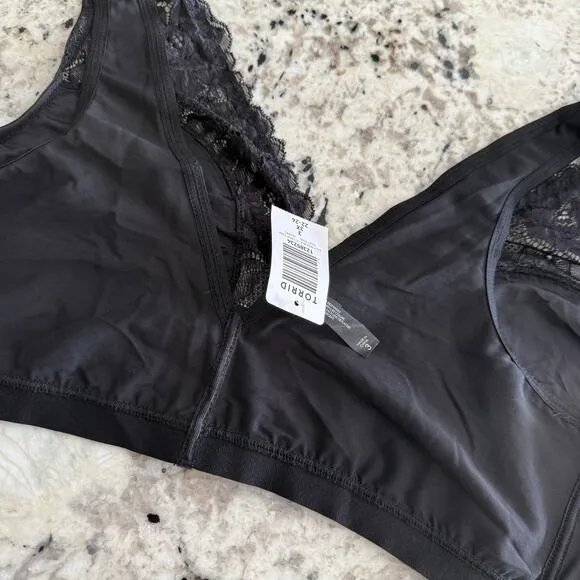 Torrid Black Microfiber &amp; Lace Wireless Sleep Bralette 3X NWT 12385229 12385234