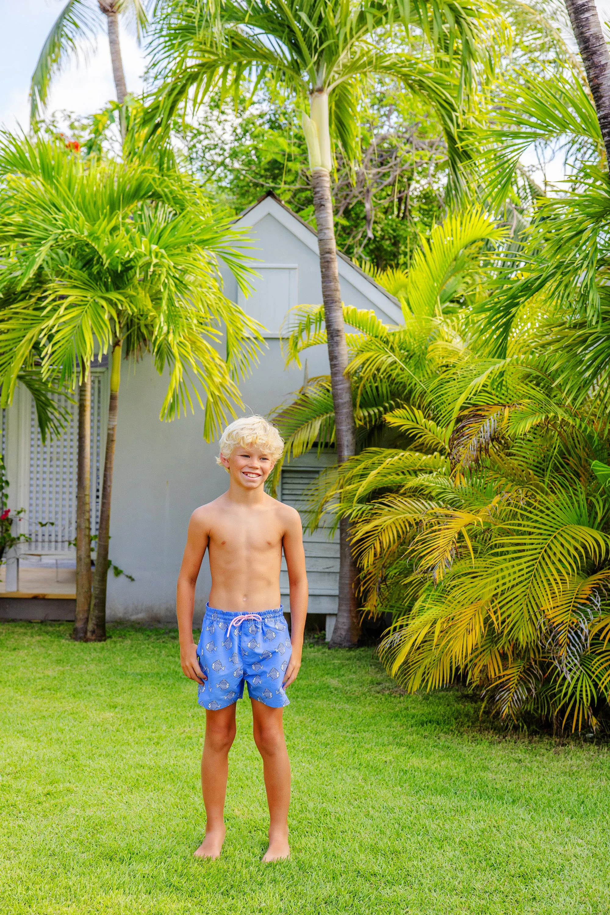 Tortola Trunks - Little Fishes with Nantucket Navy Stork