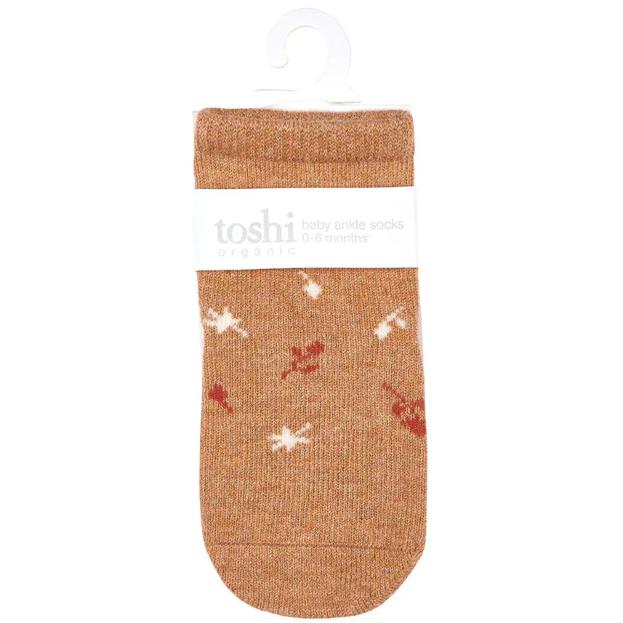 Toshi Organic Ankle Jacquard Socks - Maple Leaves