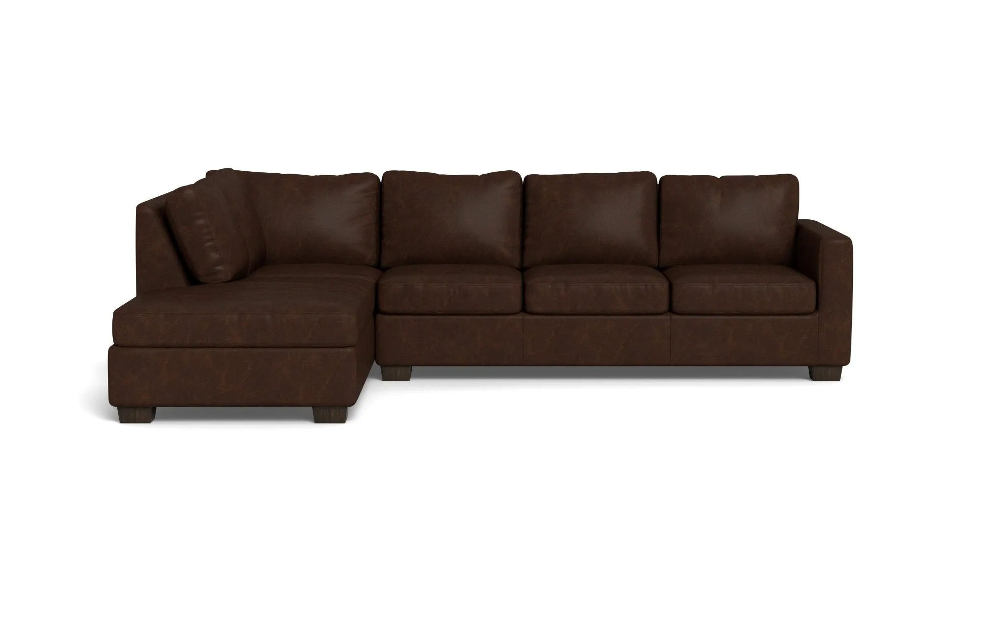 Track 121" Leather Left Chaise Sectional