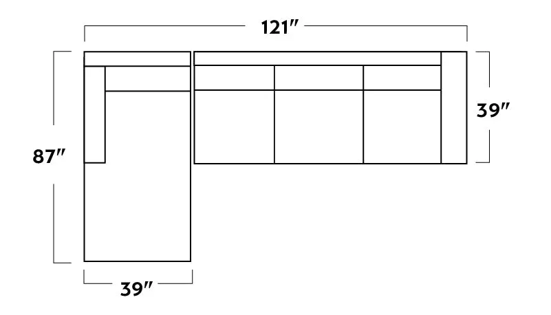 Track 121" Leather Left Chaise Sectional