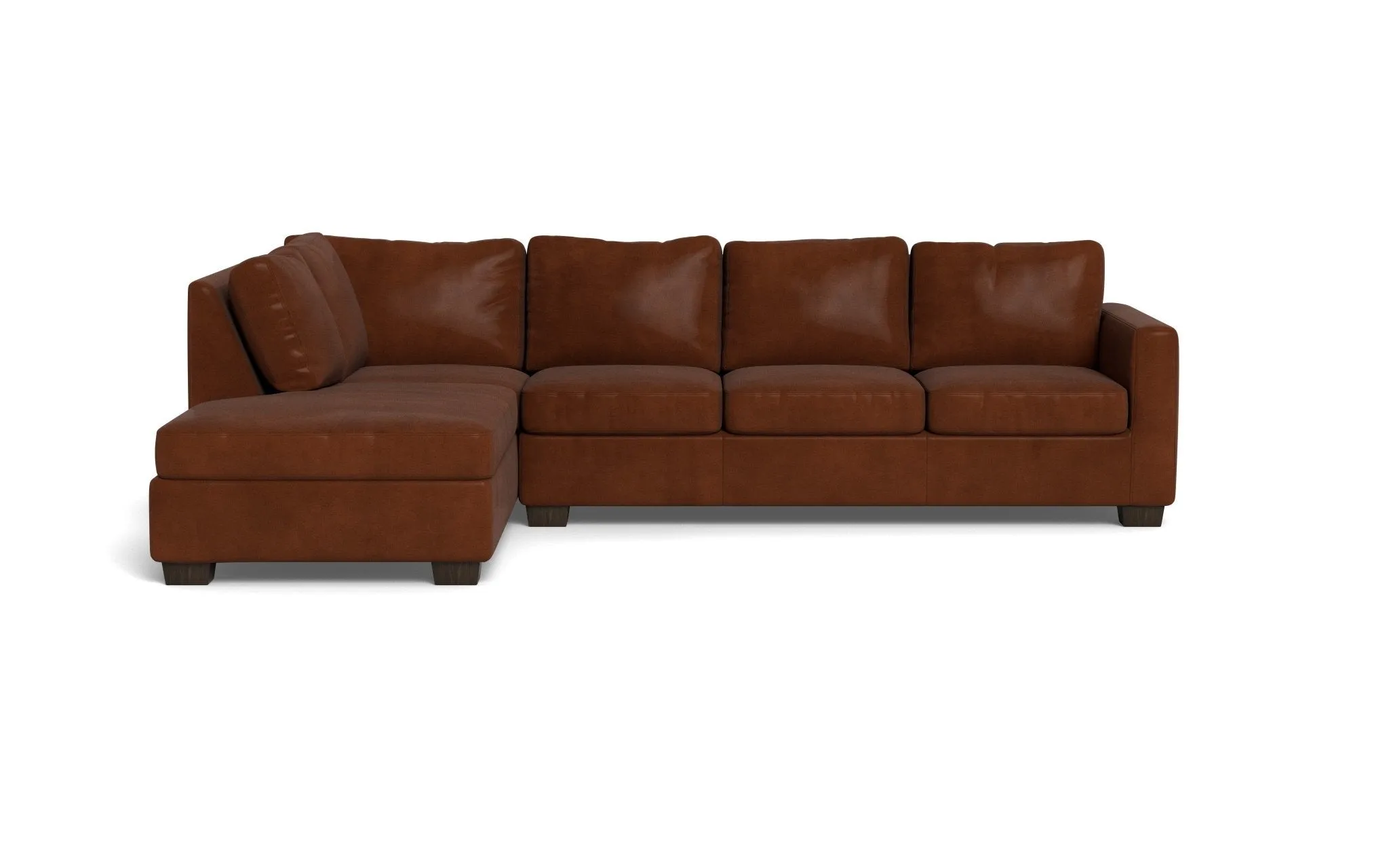 Track 121" Leather Left Chaise Sectional