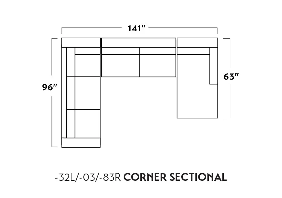 Track 141" Corner Sectionals w. Right Chaise