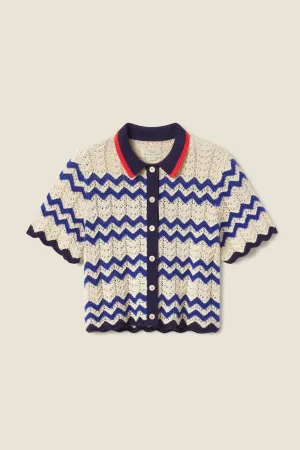 Trovata Paloma Cardigan In Blue Stripe