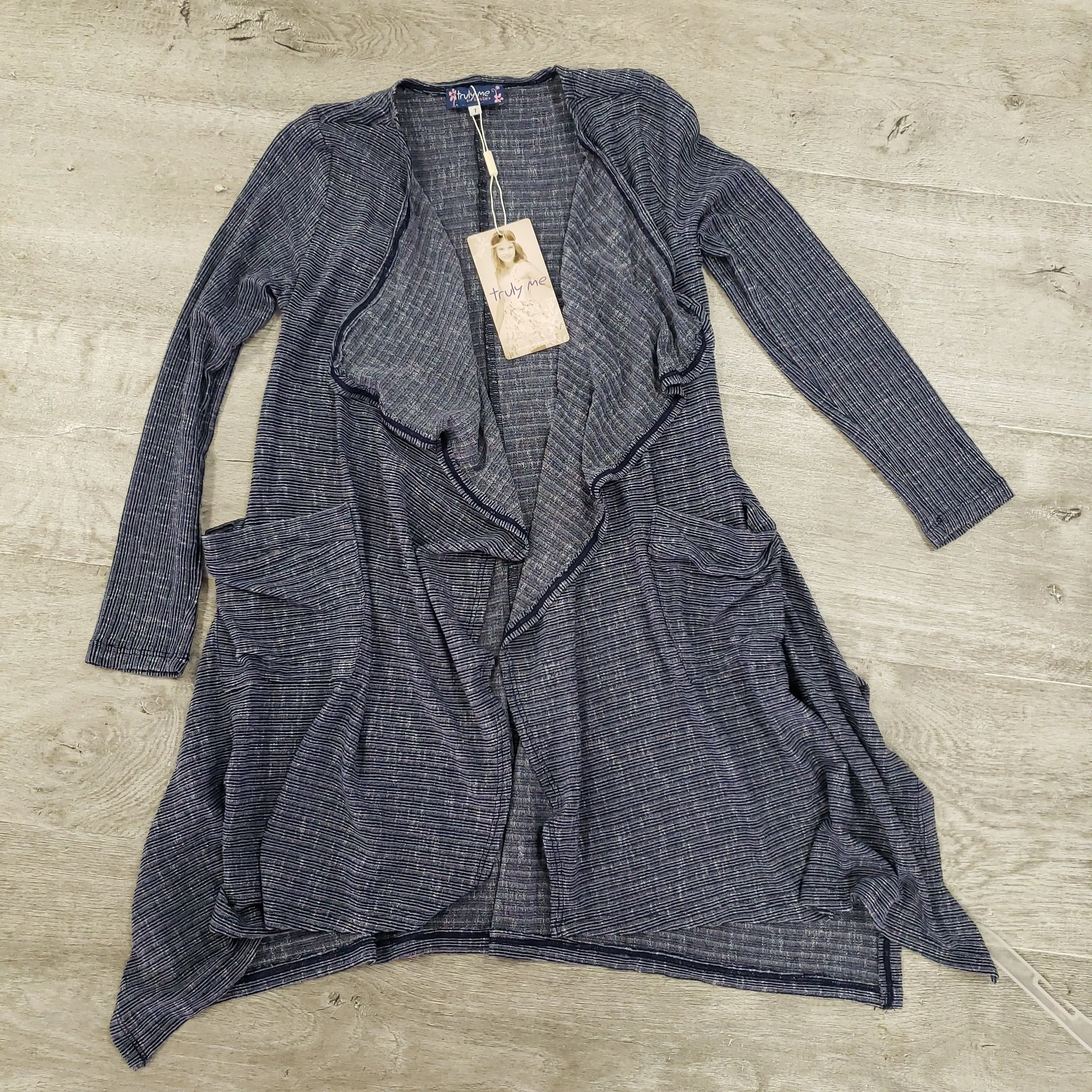 Truly Me Long Sleeve Duster - Navy