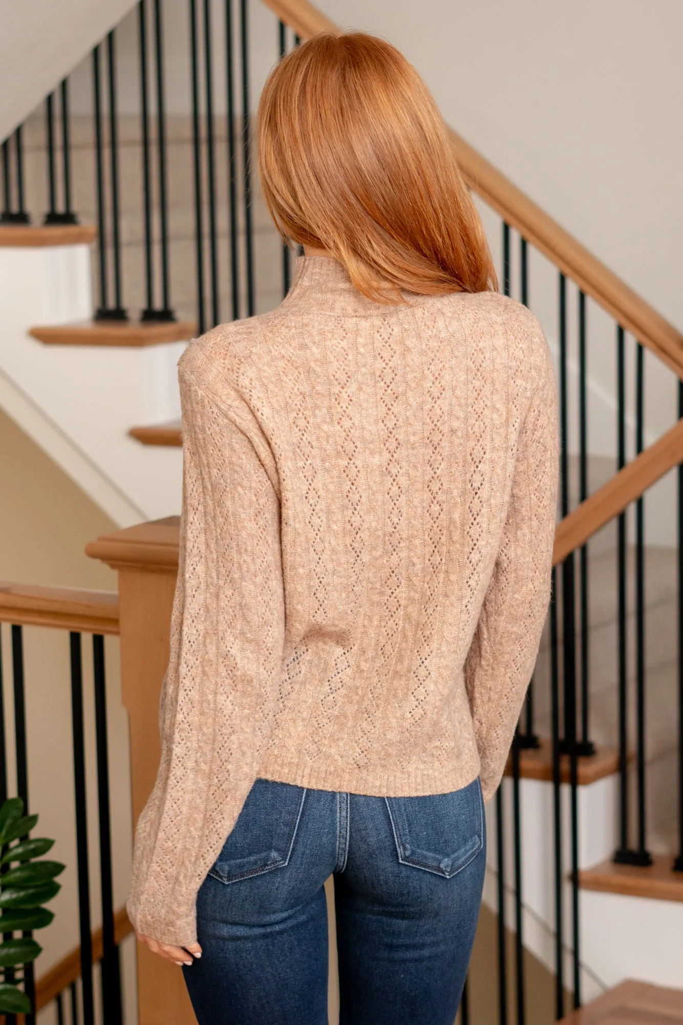 Turtleneck Surplice Hem Sweater Pullover - Mocha