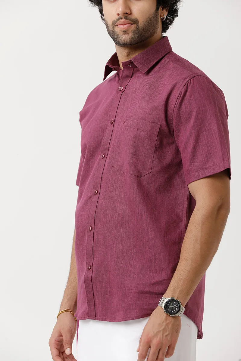 Varna - Plum Matching Shirt and Single Dhoti Set For Men | Uathayam