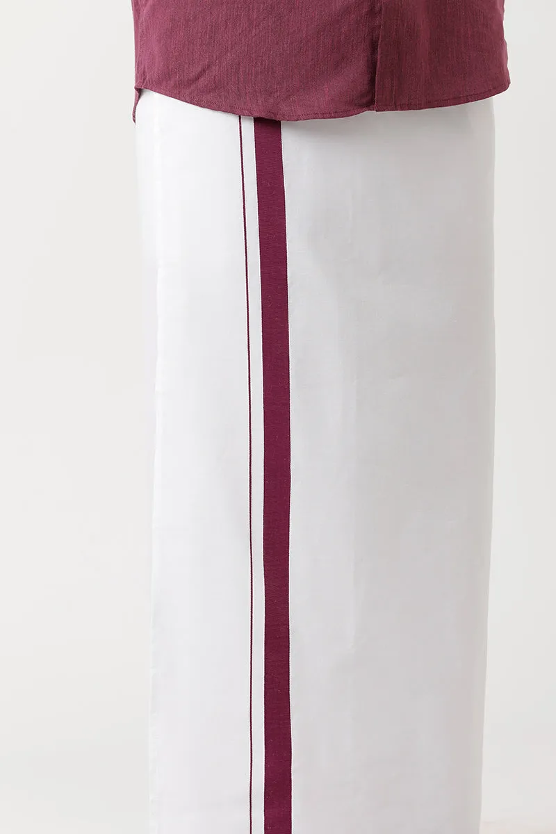 Varna - Plum Matching Shirt and Single Dhoti Set For Men | Uathayam